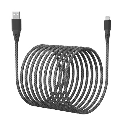 Long Iphone Charger Cord 16FT/5M [Apple Mfi Certified] Lightning Cable Extra Long Nylon Braided Fast Charger Cable 2.4A for Iphone 12 11 Pro X XS Max XR 8 7 6S 6 plus Se,Black