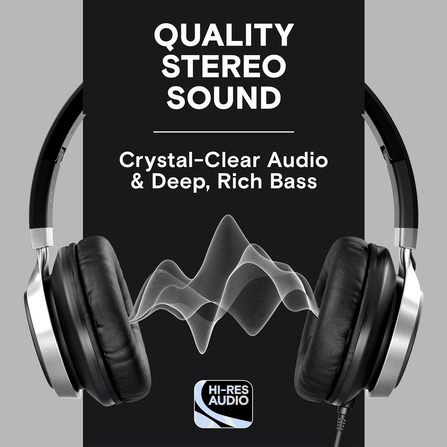 CL750 Wired Headphones with Mic & Volume Control — Noise Isolating On-Ear Headphones for Computer and Laptop Wired, Plug in Corded Headphone over Ear with Wire (Foldable, Aux Jack 3.5Mm)