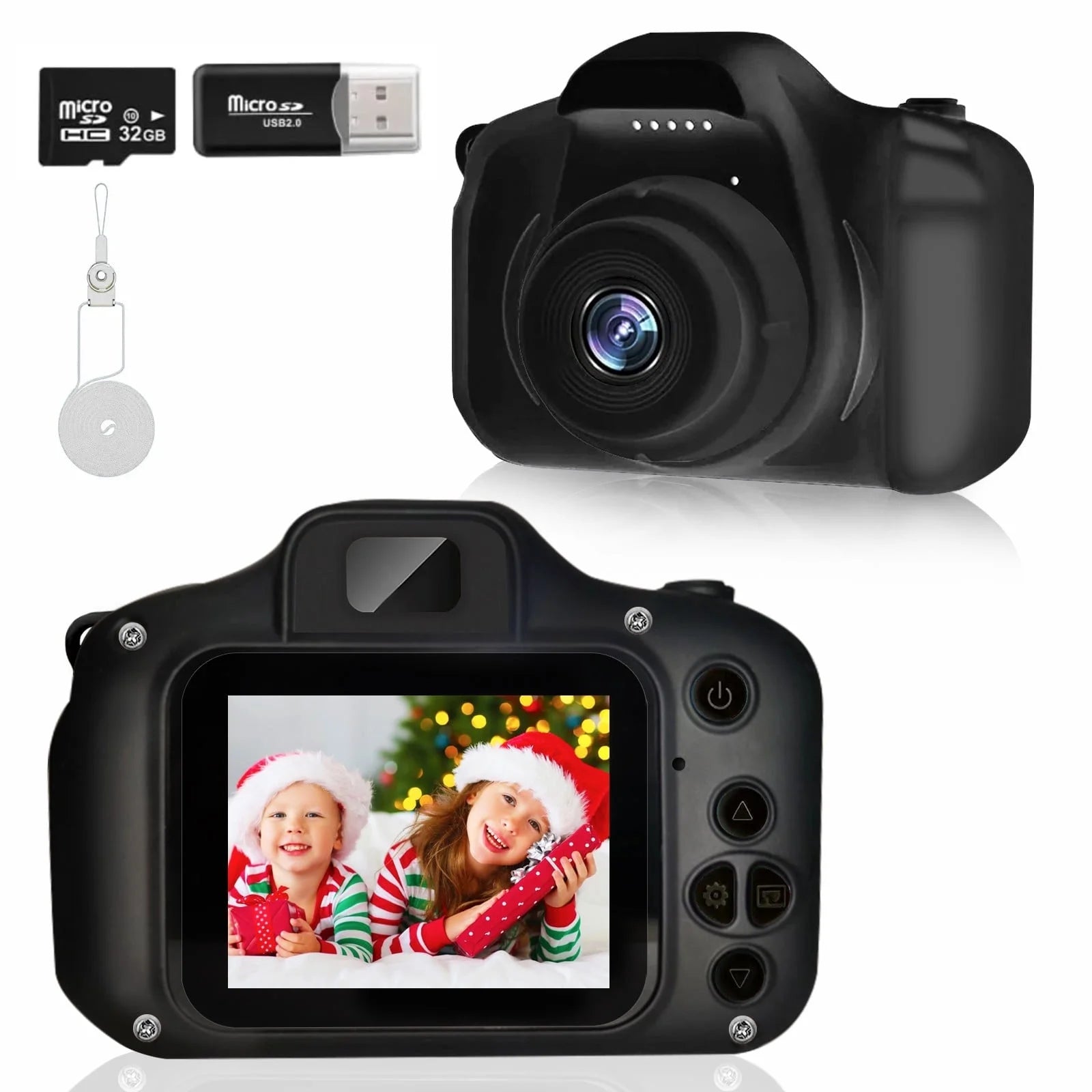 Kids Digital Camera ,HD Digital Video Cameras for Toddler 32GB SD Card-Black
